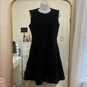 Versus Versace Black eyelet black sleeves less midi dress size 8